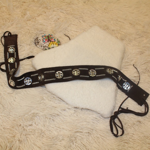 ??Vintage Brown suede & silver embellished belt main image 6